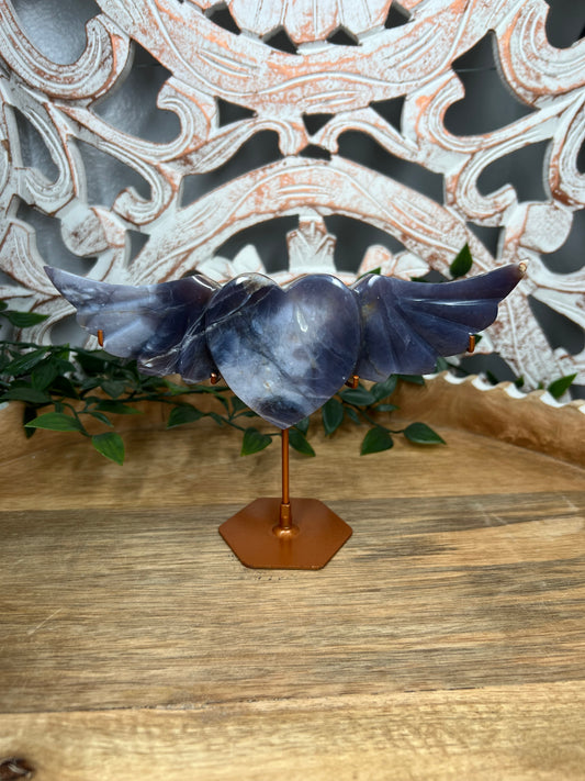 Purple Chalcedony Heart Wings