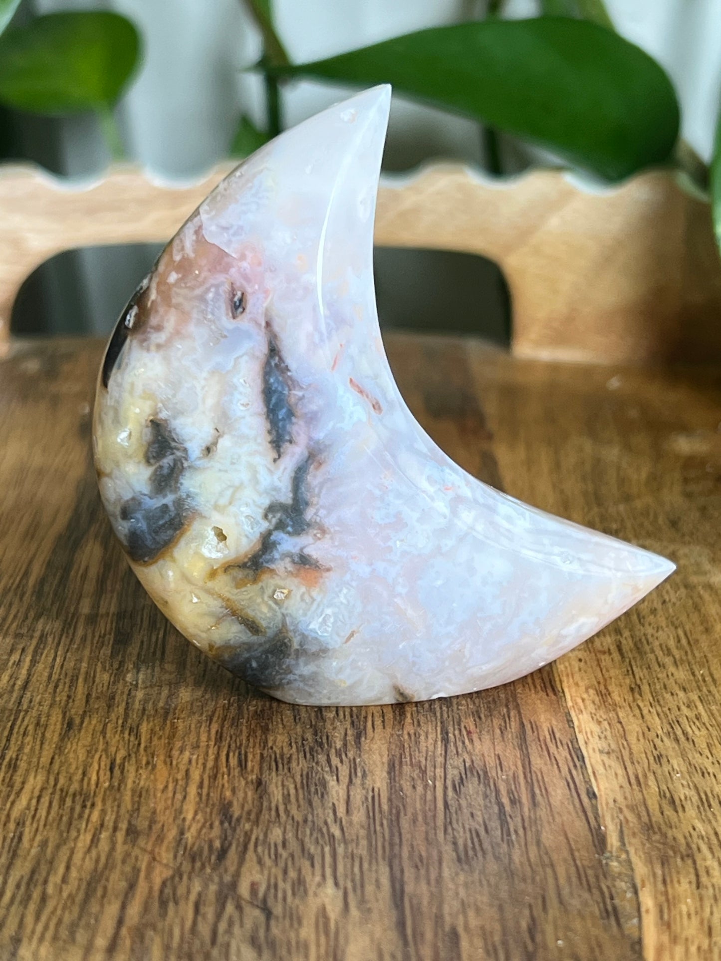 Rainbow Plume Agate Moon E