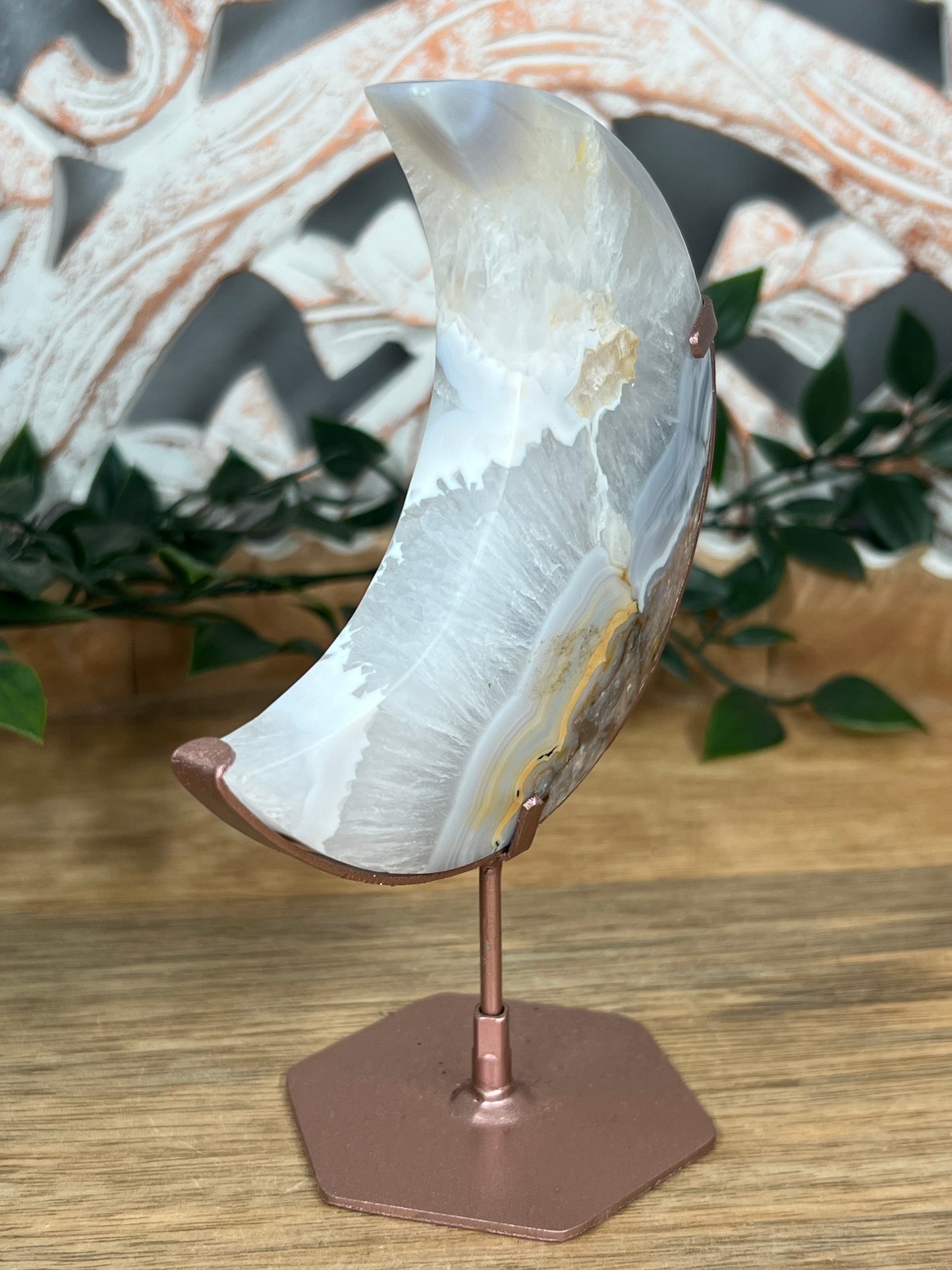 Blue Grey lace Agate Moon