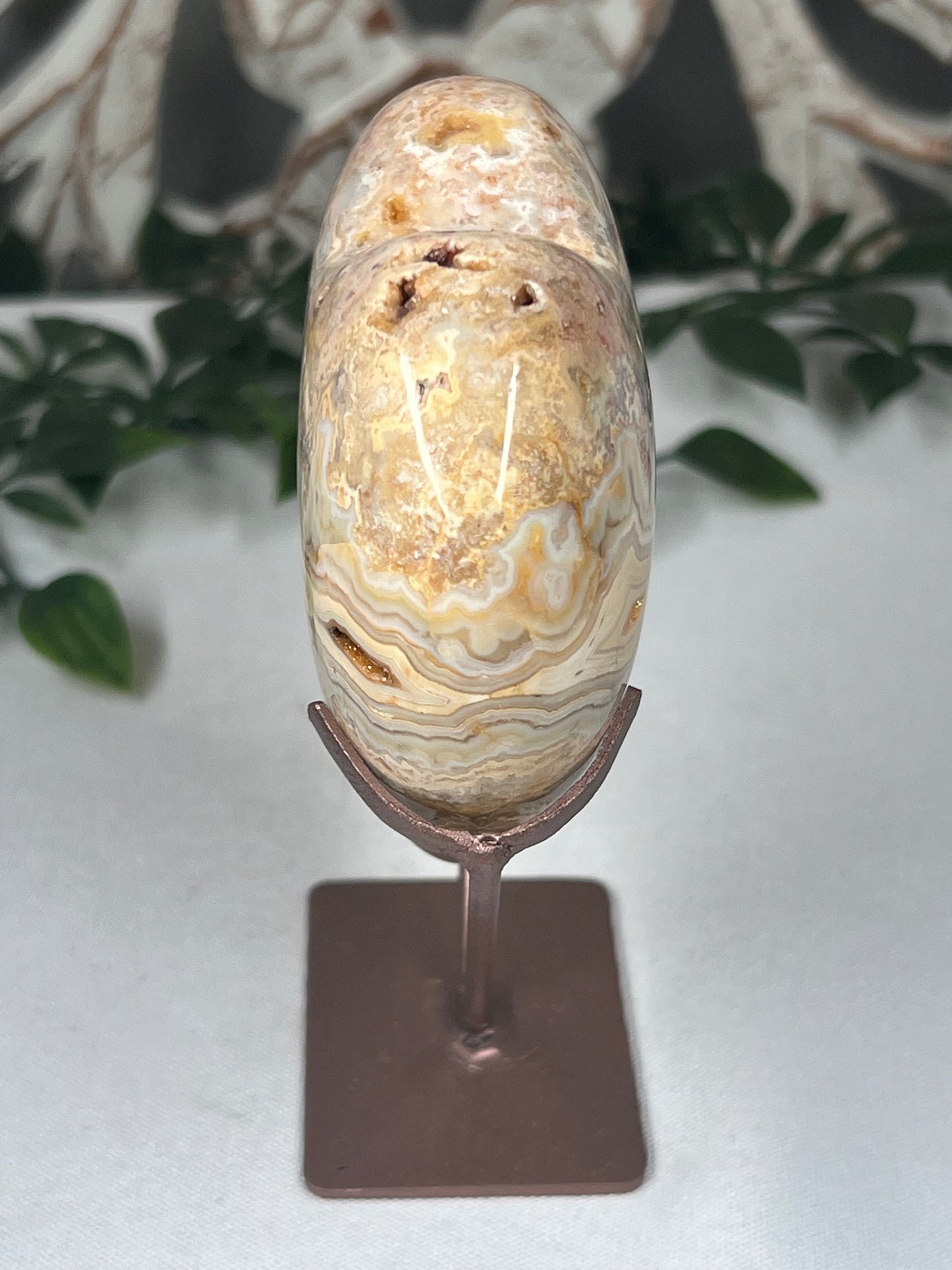 Yellow Crazy Lace Agate Heart