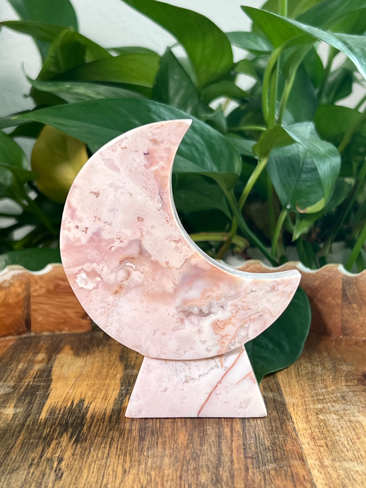 Pink Carnelian Self Standing Moon: HP
