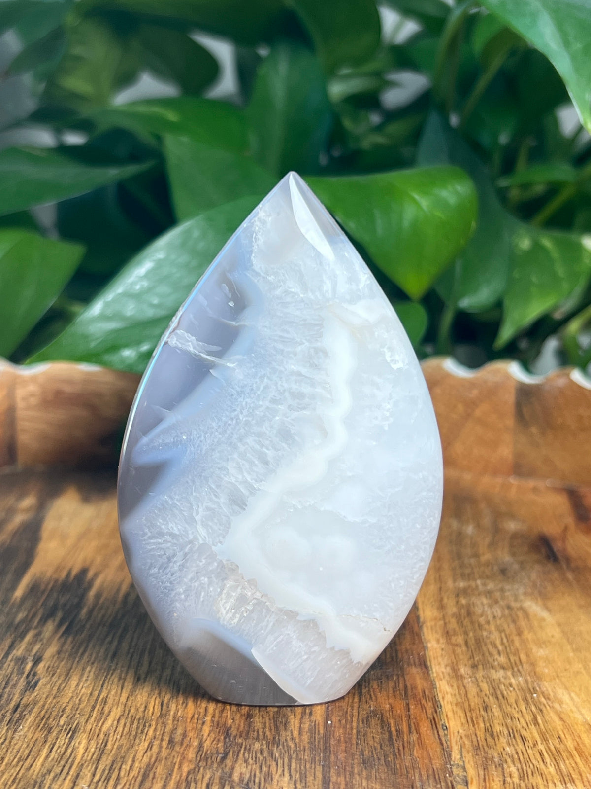 Blue Grey Lace Agate Flame: H