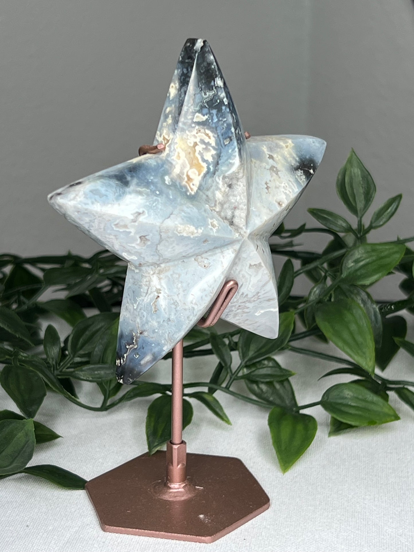 Blue Plume Agate Star