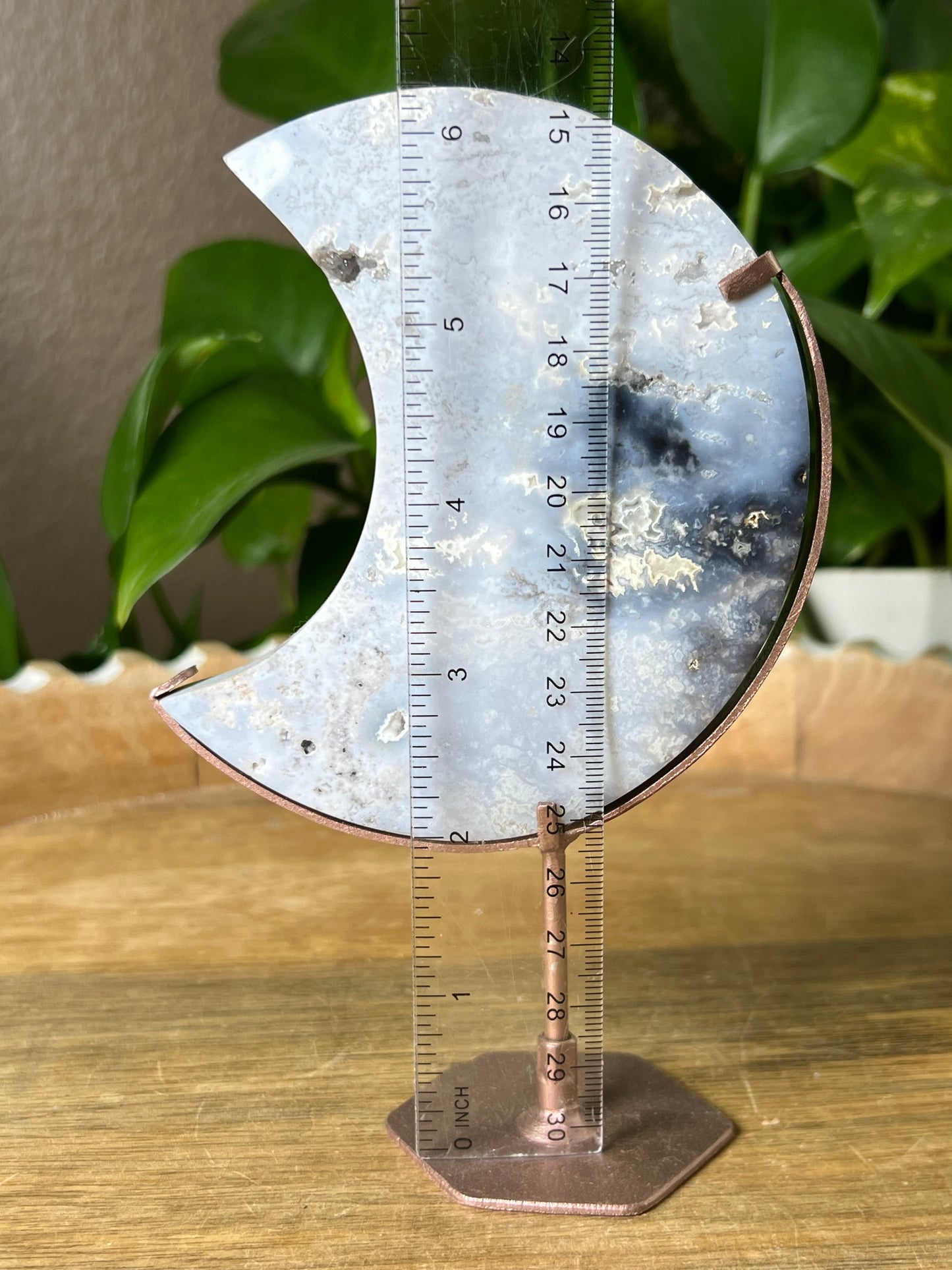 Blue Plume Agate Moon