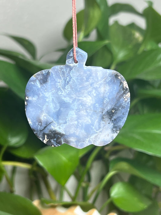 Blue Plume Agate Ornament Pumpkin:  AB