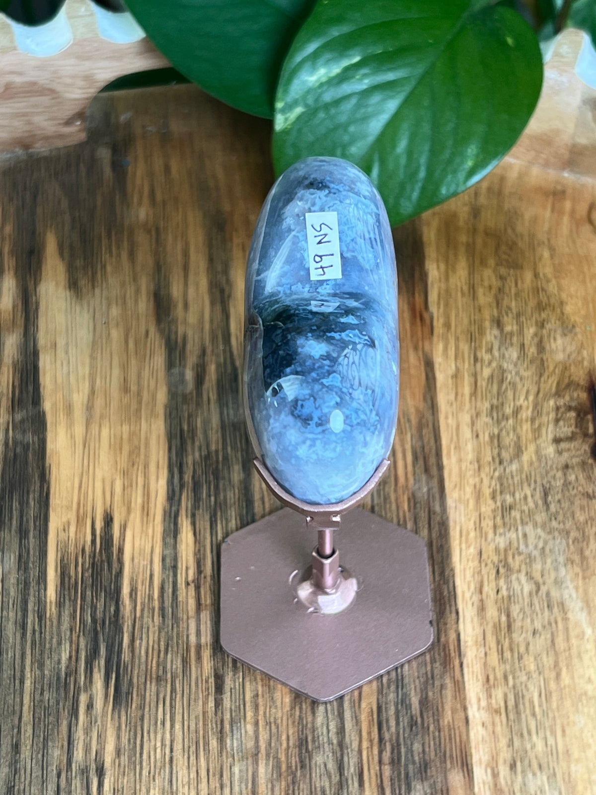 Blue Plume Agate Heart: NS