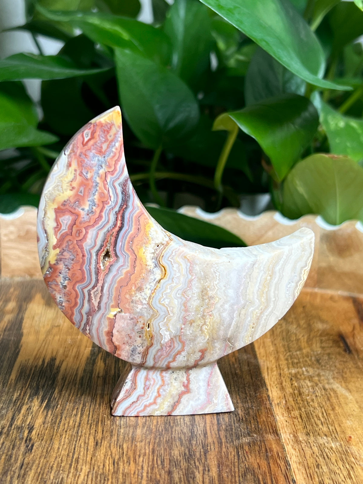 Crazy Lace Agate Self Standing Moon: NX