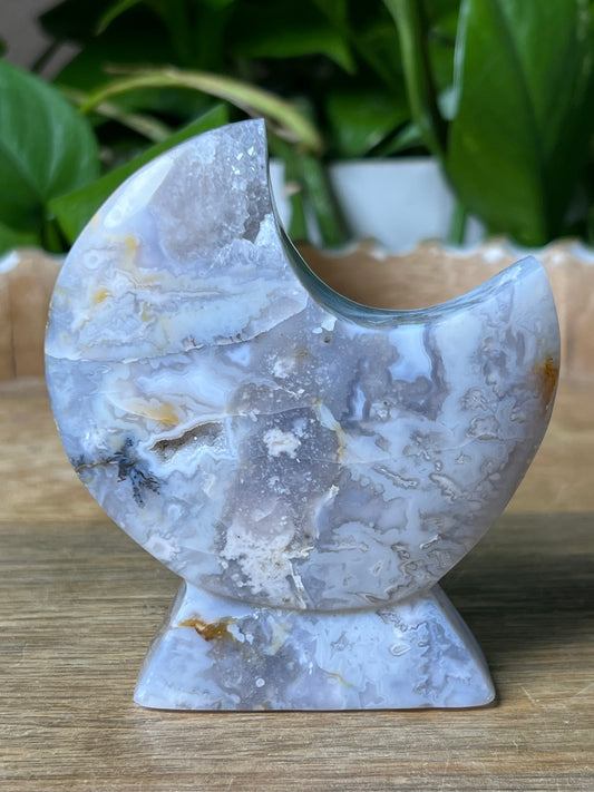 Blue Grey Lace Agate Moon