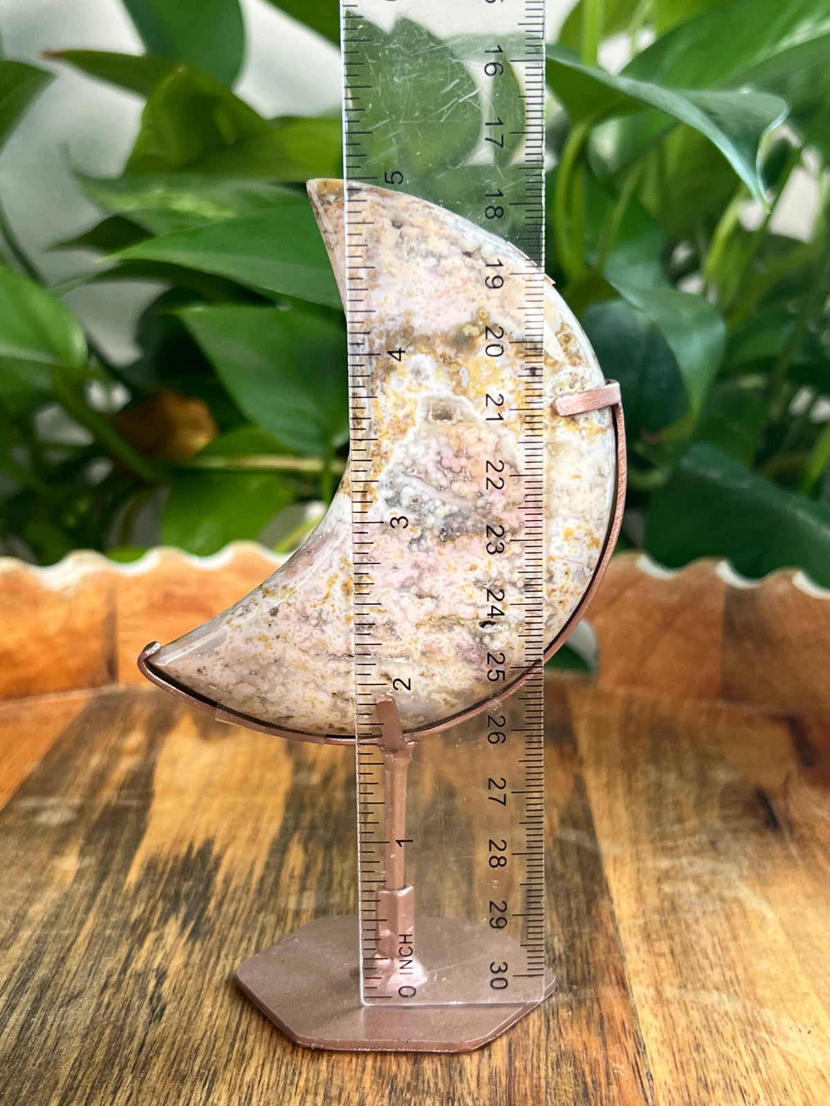 Sea Jasper On Metal Stand Puffy Moon: Pi
