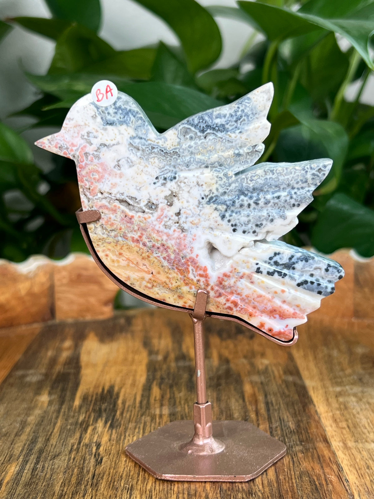 Sea Jasper On Metal Stand Birds