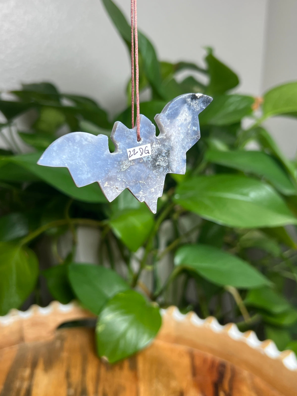 Blue Plume Agate Ornament Bat: DG