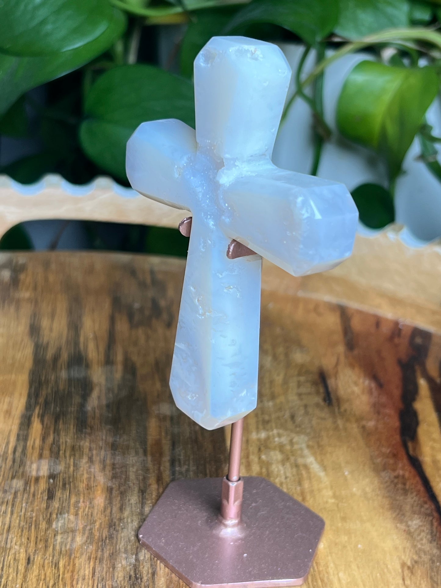 White Plume Agate Cross