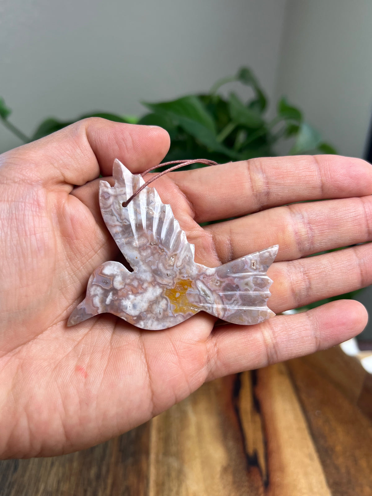 Sumatra Plume Agate Hummingbird Ornaments