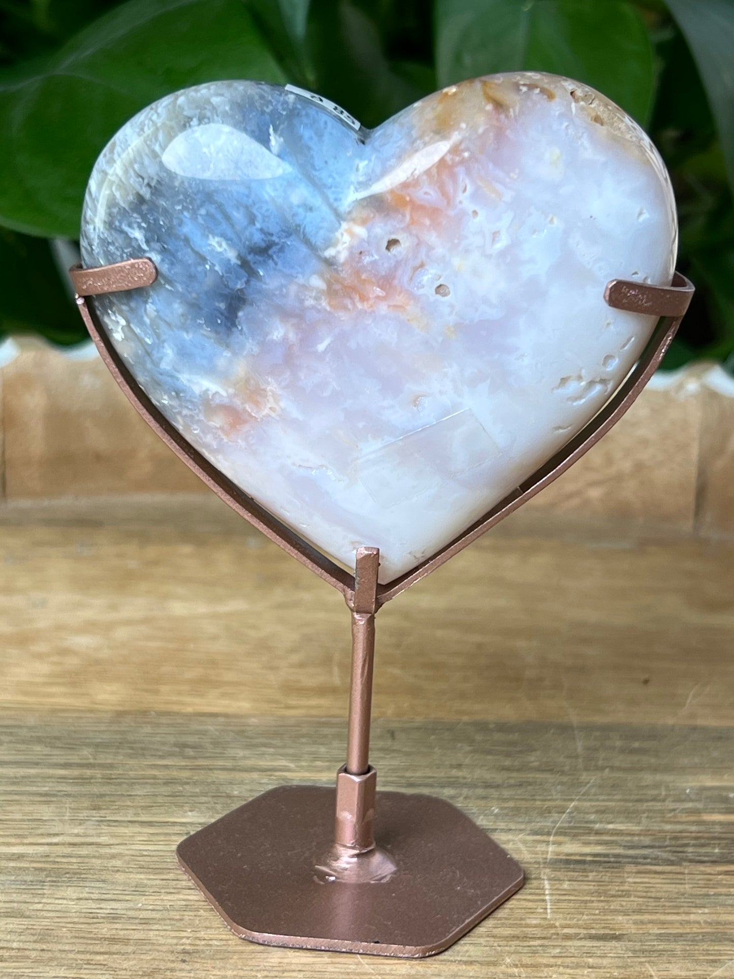 Rainbow Plume Agate Heart