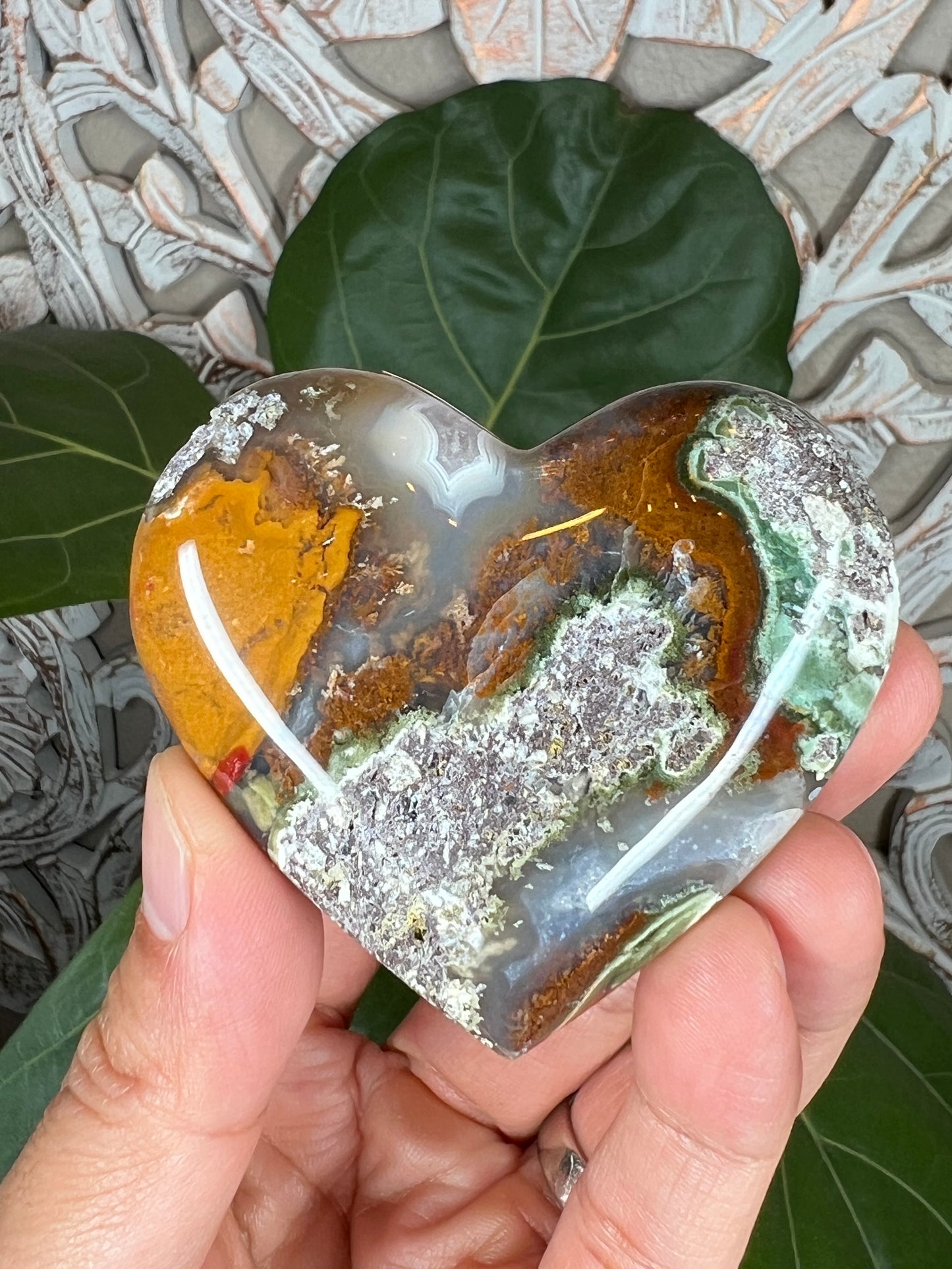 Scenic Moss Agate Heart