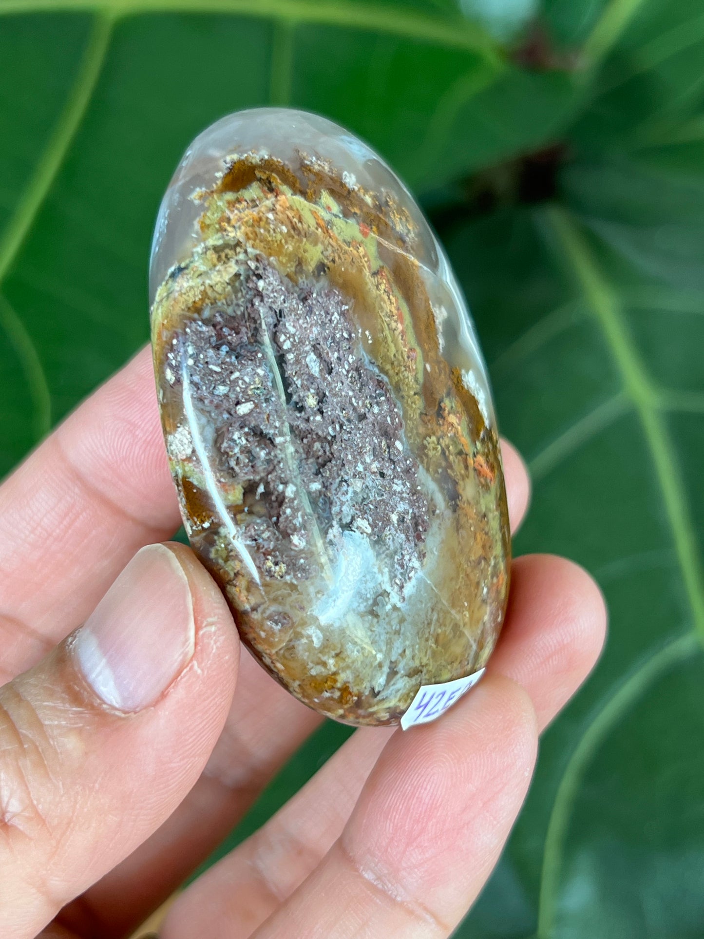 Scenic Moss Agate Palm Stone