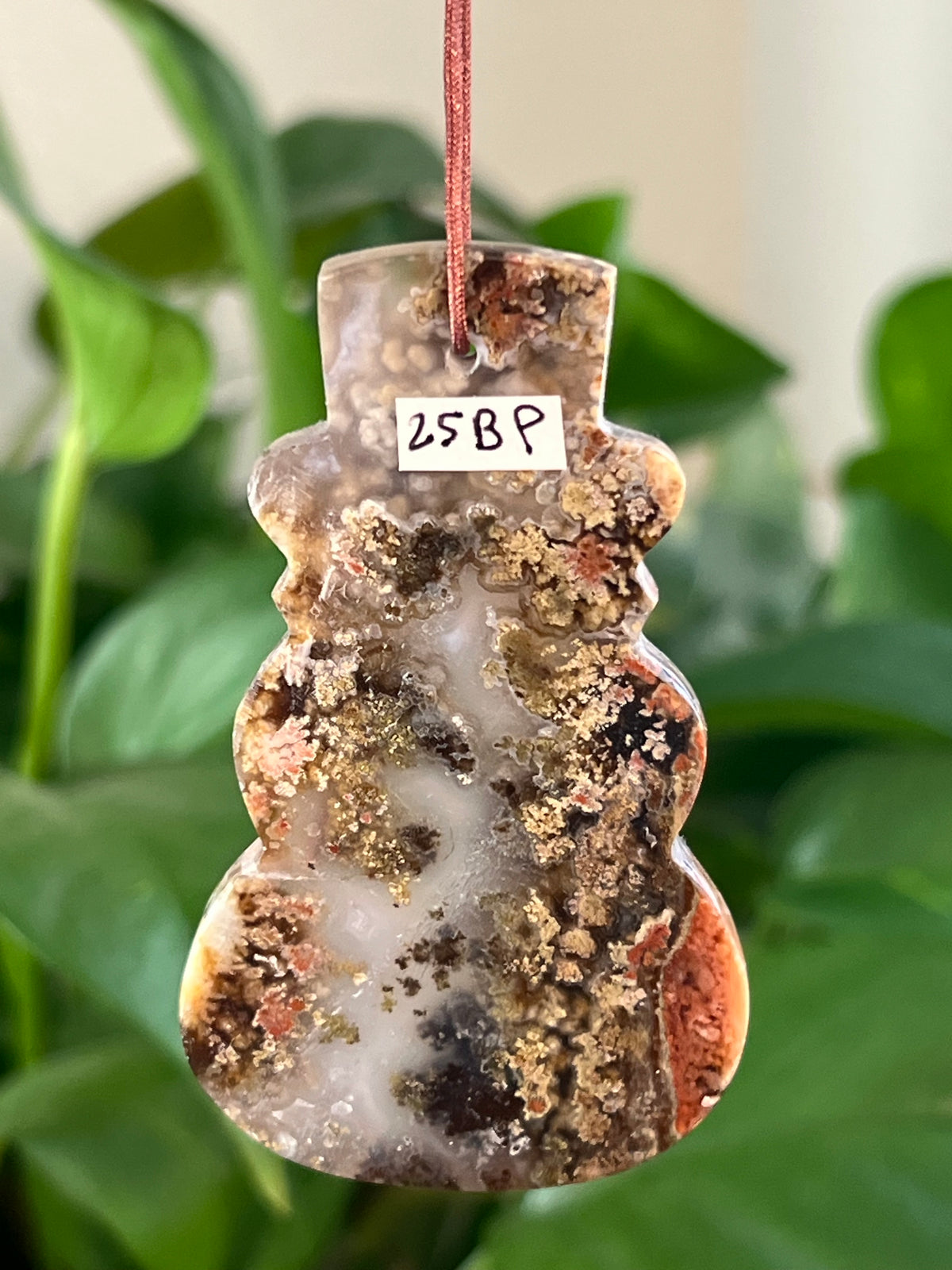 Scenic Moss Agate Snowman Ornaments