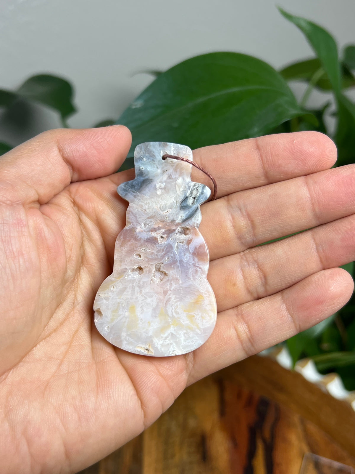 Rainbow Plume Agate Ornament  Snowman: NF