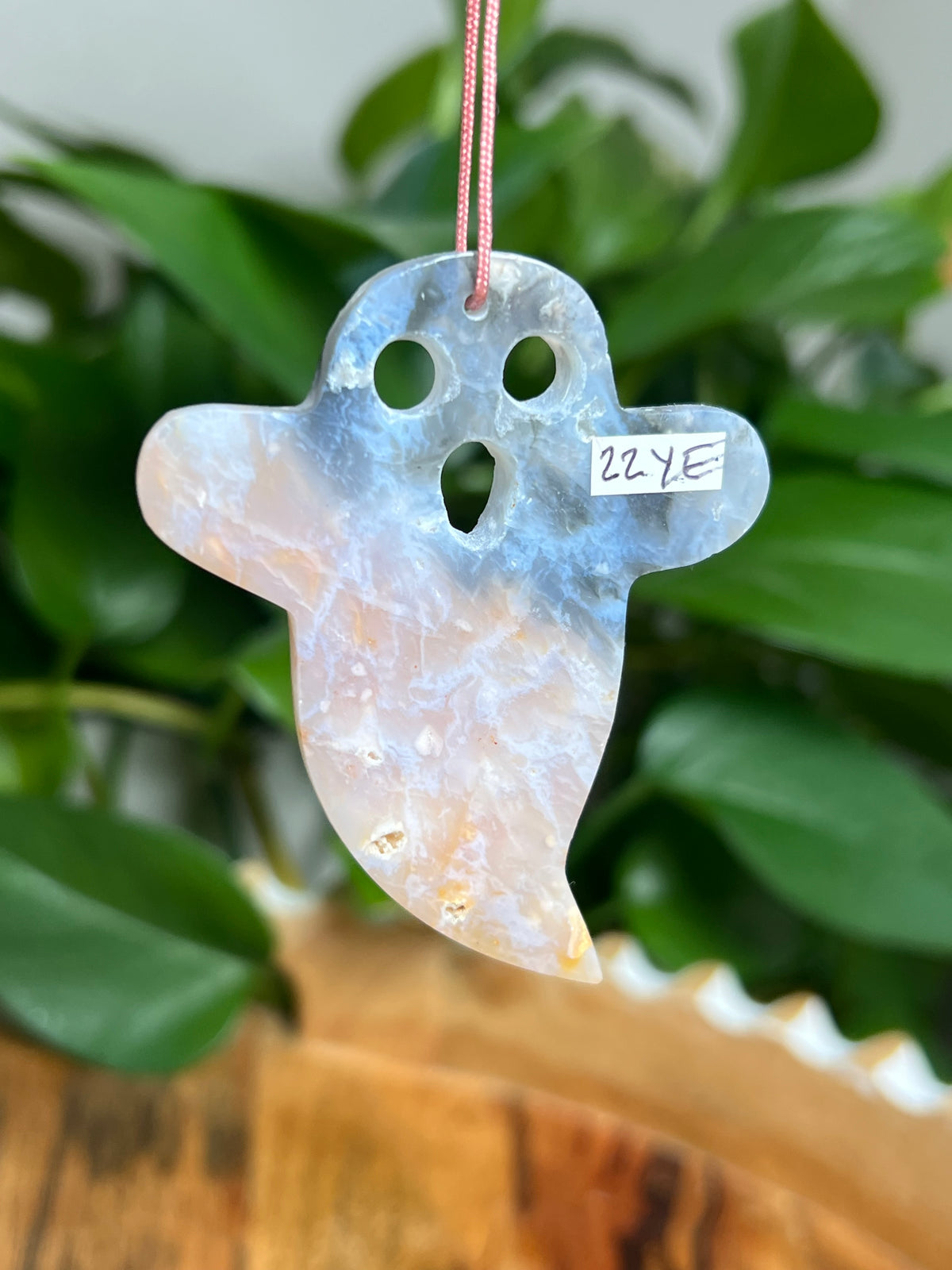Rainbow Plume Agate Ornament Ghost: YE