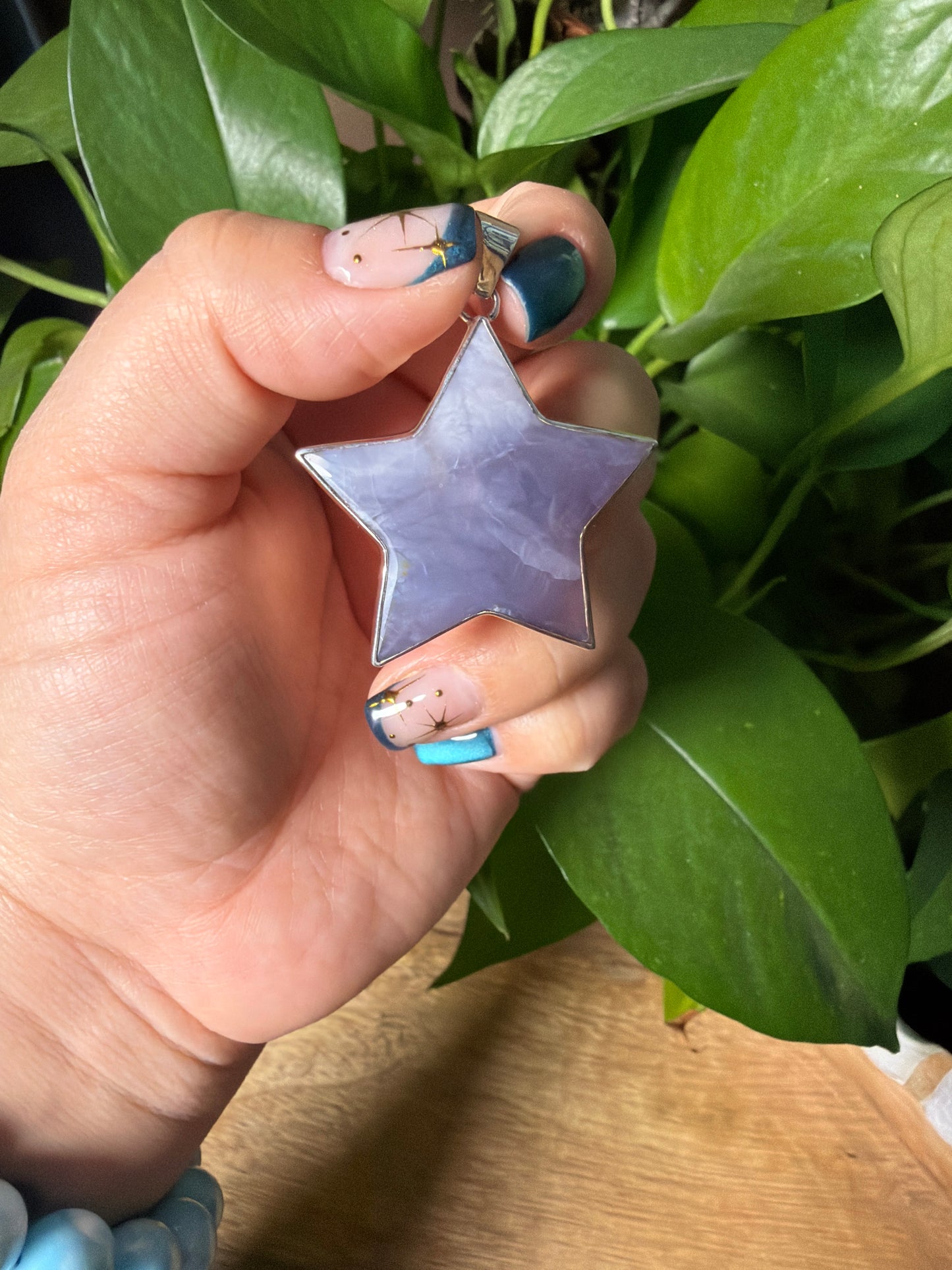Purple Chalcedony Star Pendant