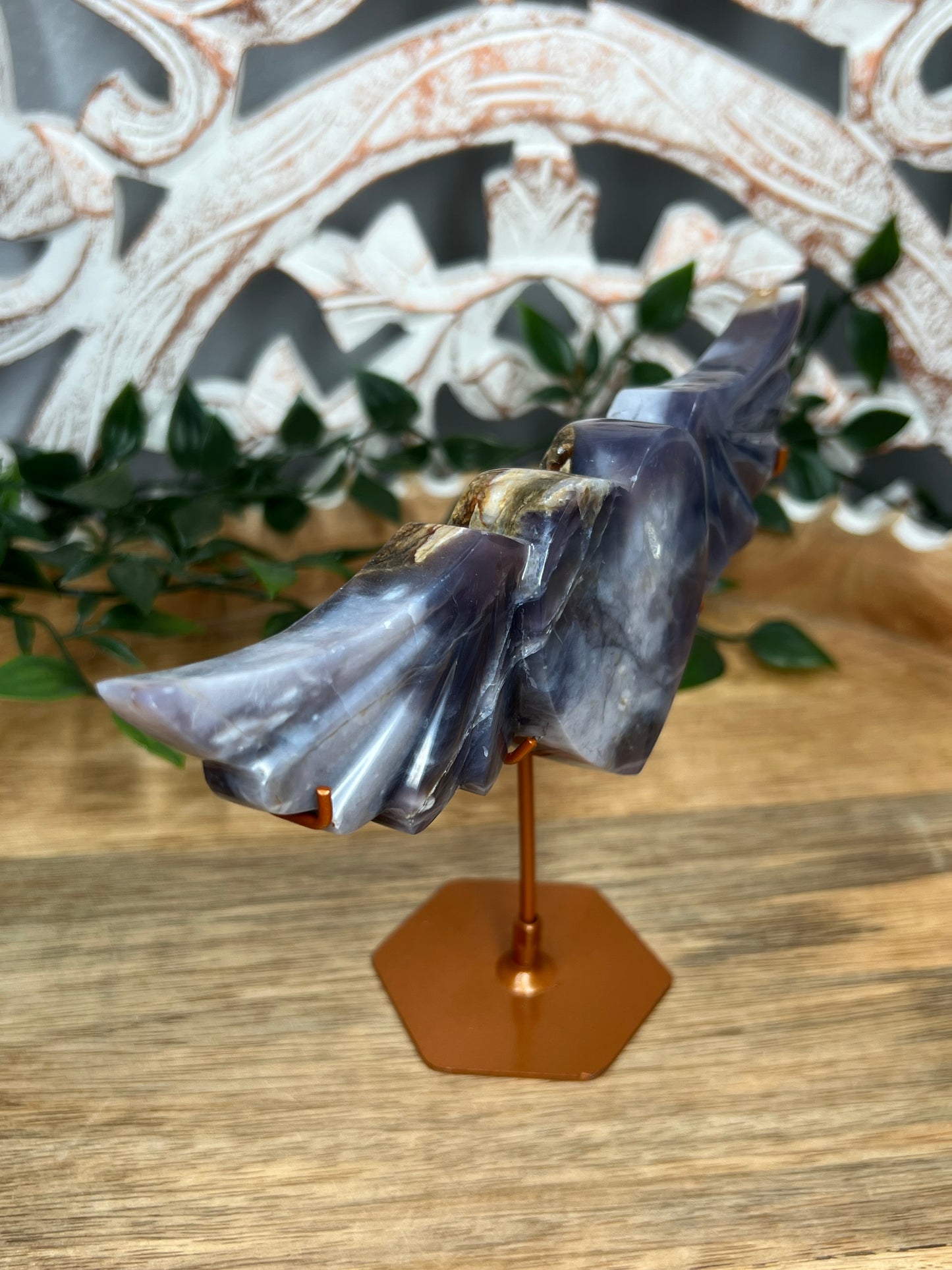 Purple Chalcedony Heart Wings