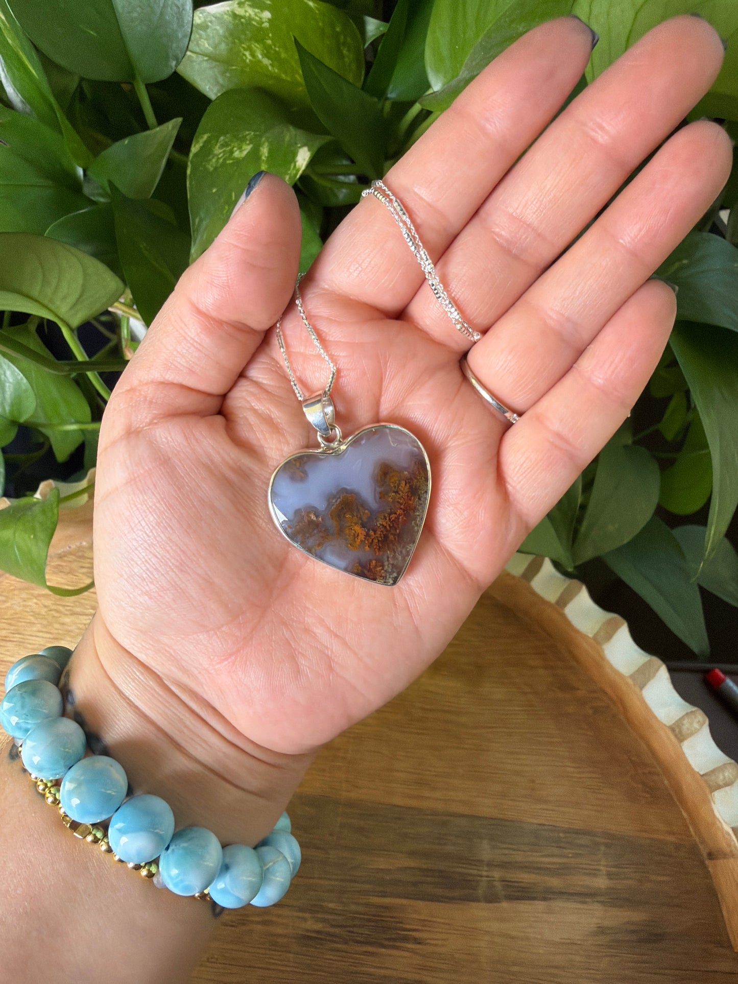 Scenic Moss Agate Heart Pendant