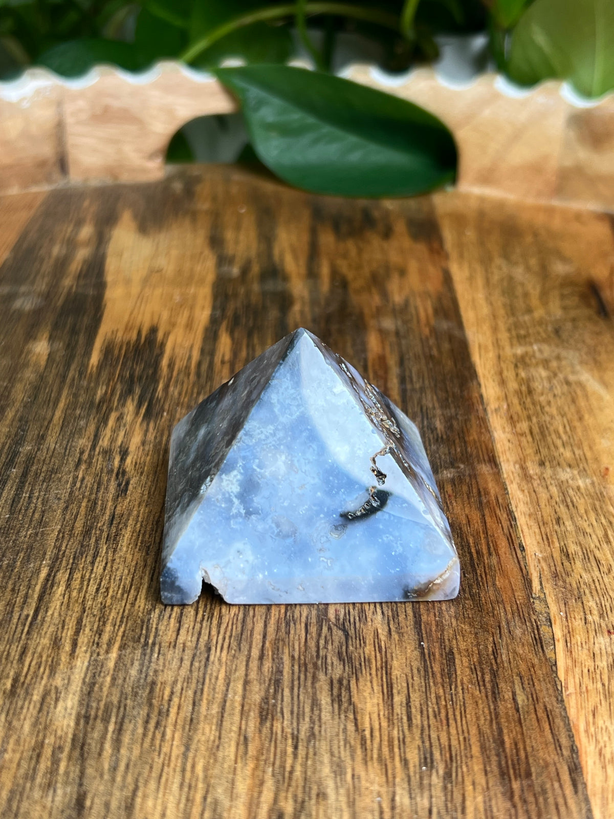 Blue Plume Agate Pyramid: PS