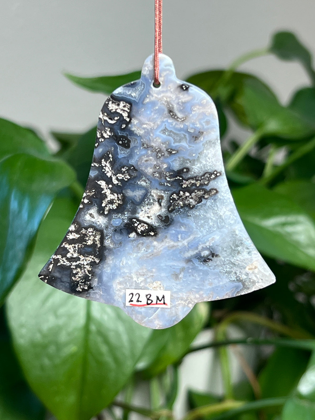 Blue Plume Agate Bell Ornaments