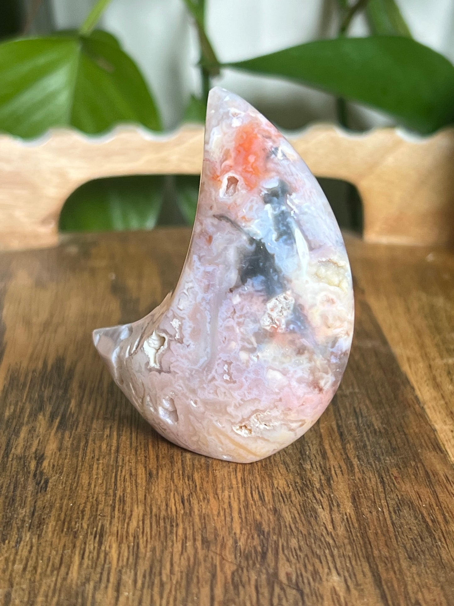 Rainbow Plume Agate Moon H