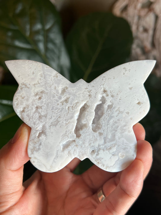 White Plume Agate Butterfly