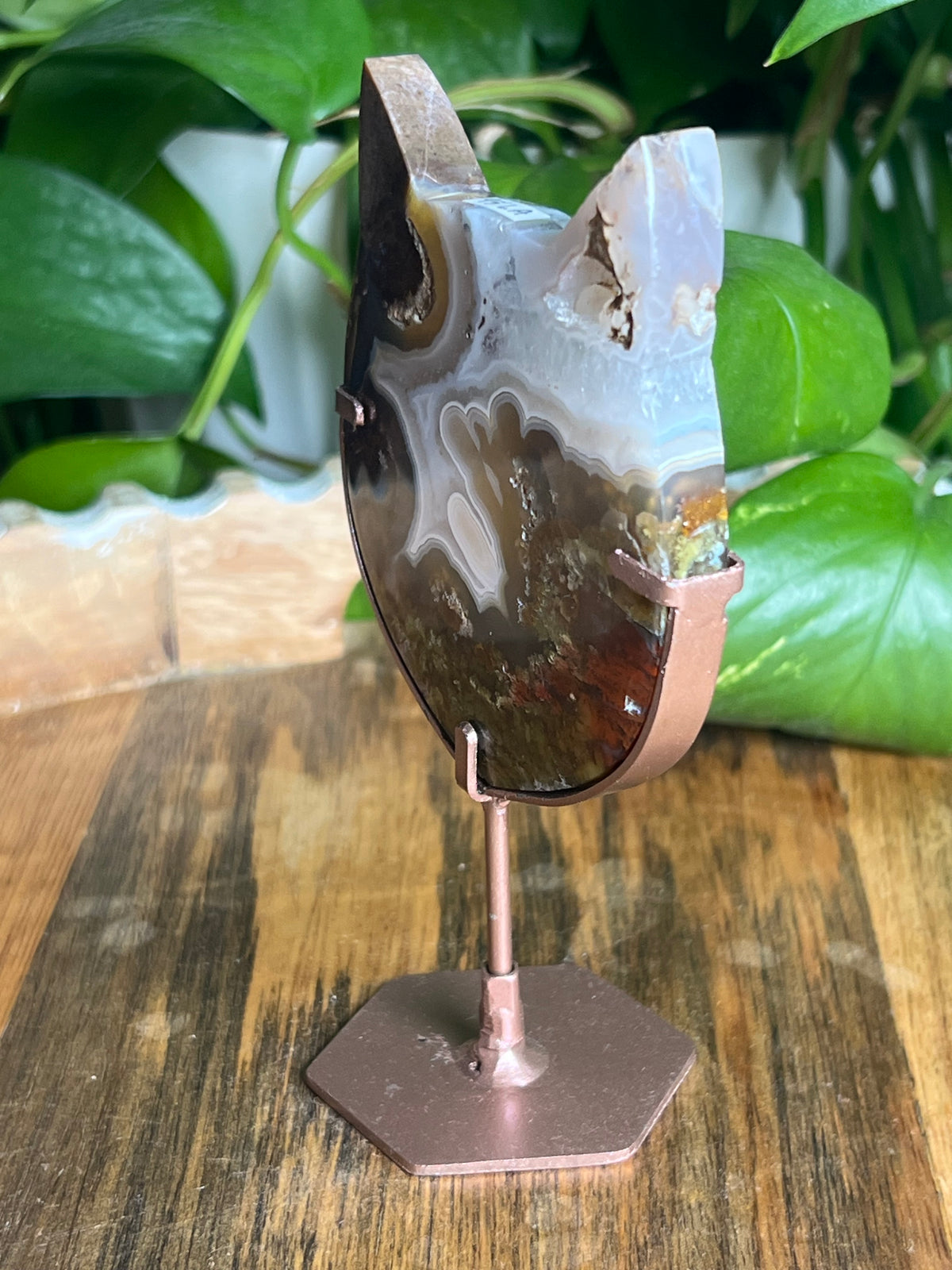 Scenic Moss Agate Cat Head