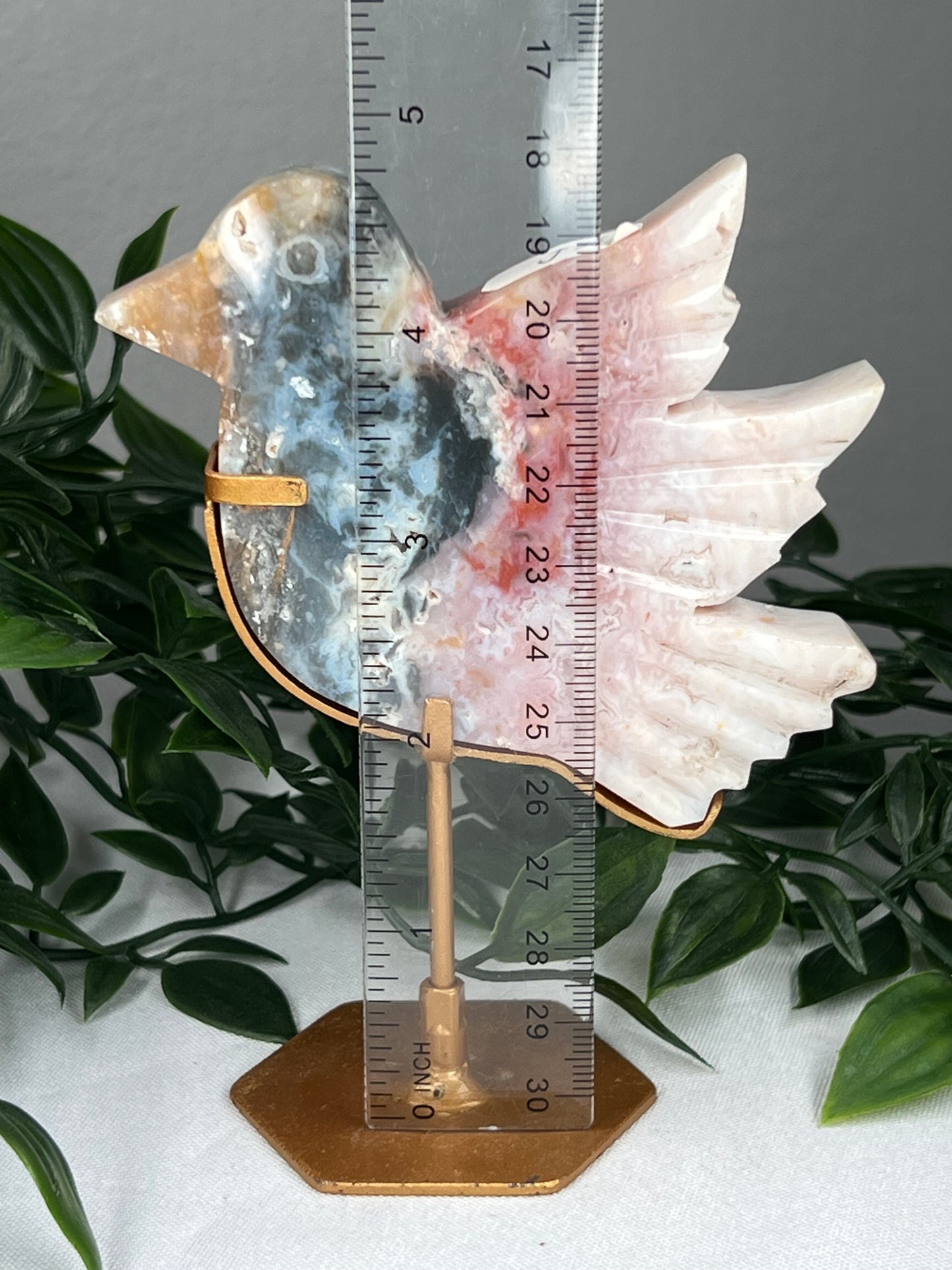 Rainbow Plume Agate Bird