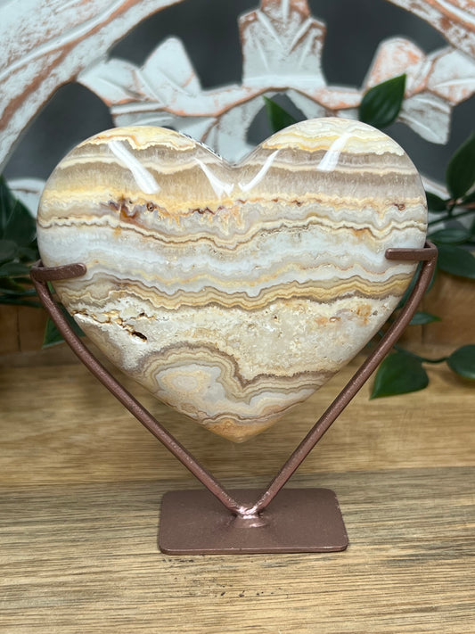 Yellow Crazy Lace Agate Heart
