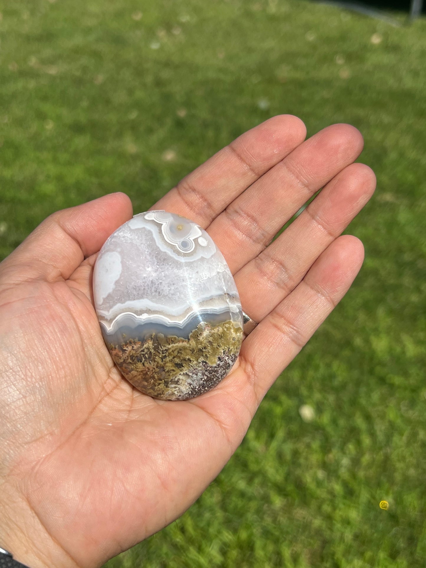 Scenic Moss Agate Palmstone BQ