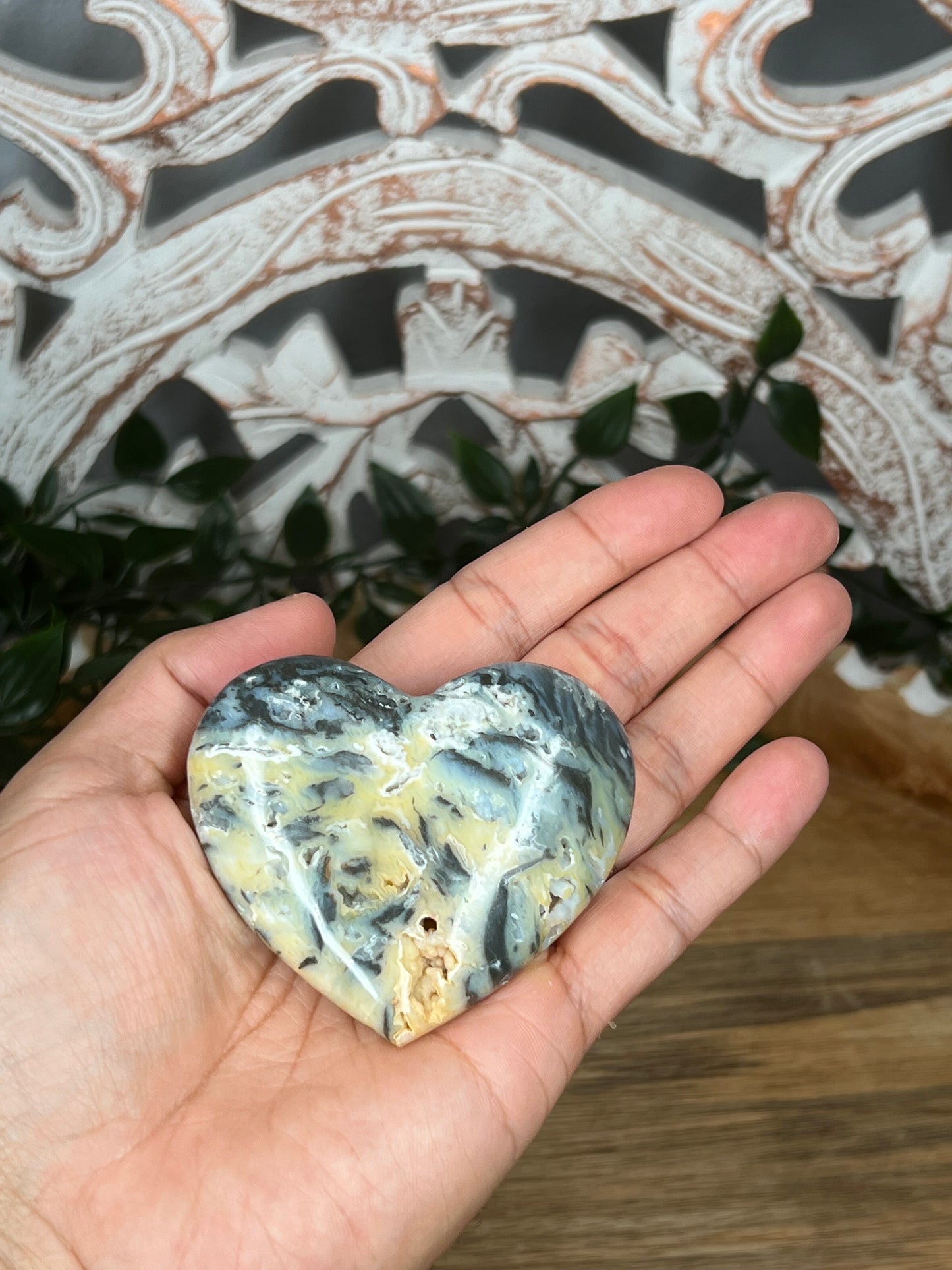 Rainbow Plume Agate Heart