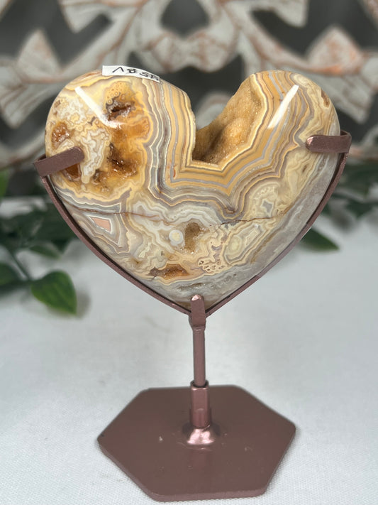 Yellow Crazy Lace Agate Heart