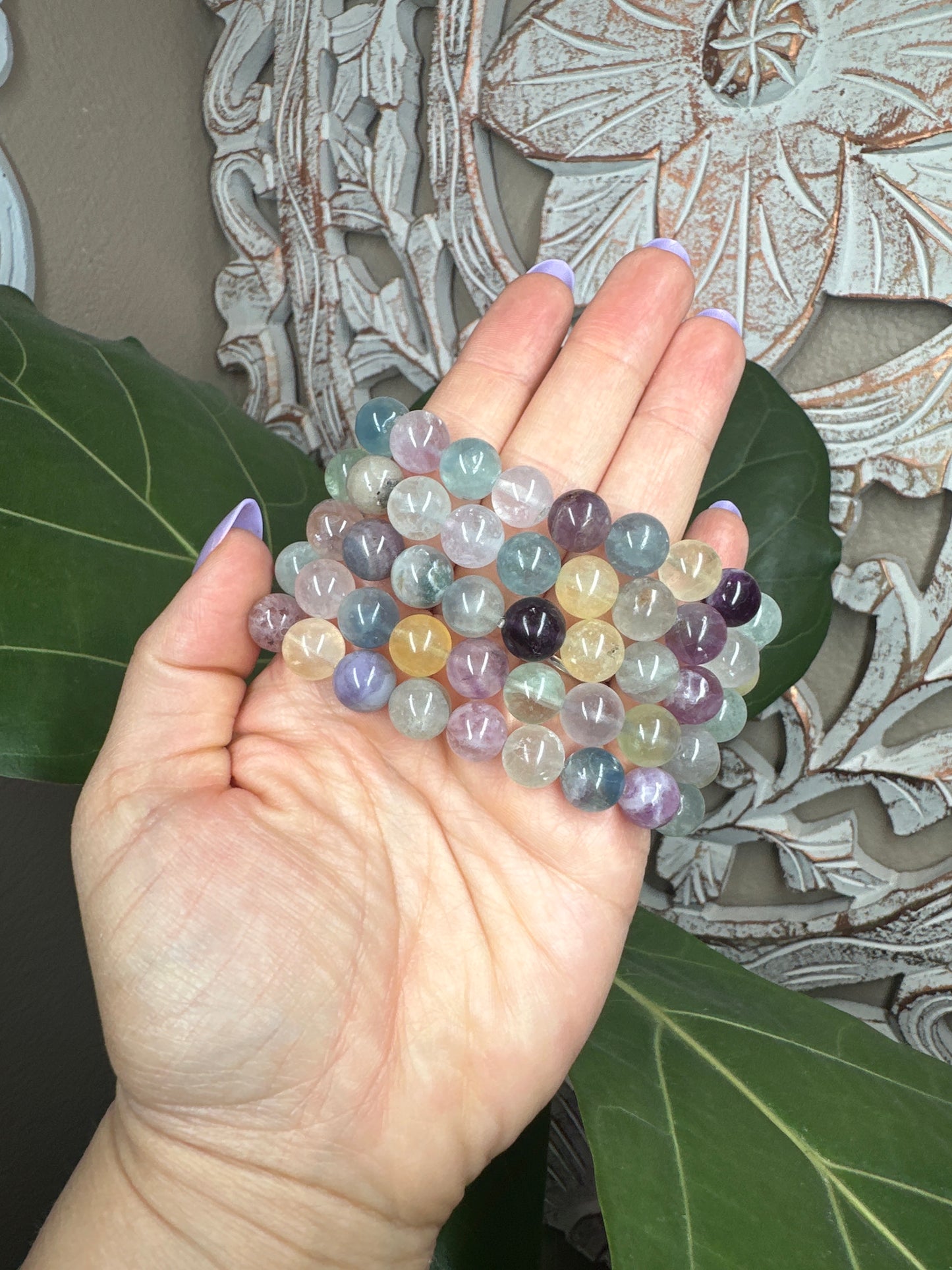 Rainbow Fluorite Beaded Bracelet (10mm)
