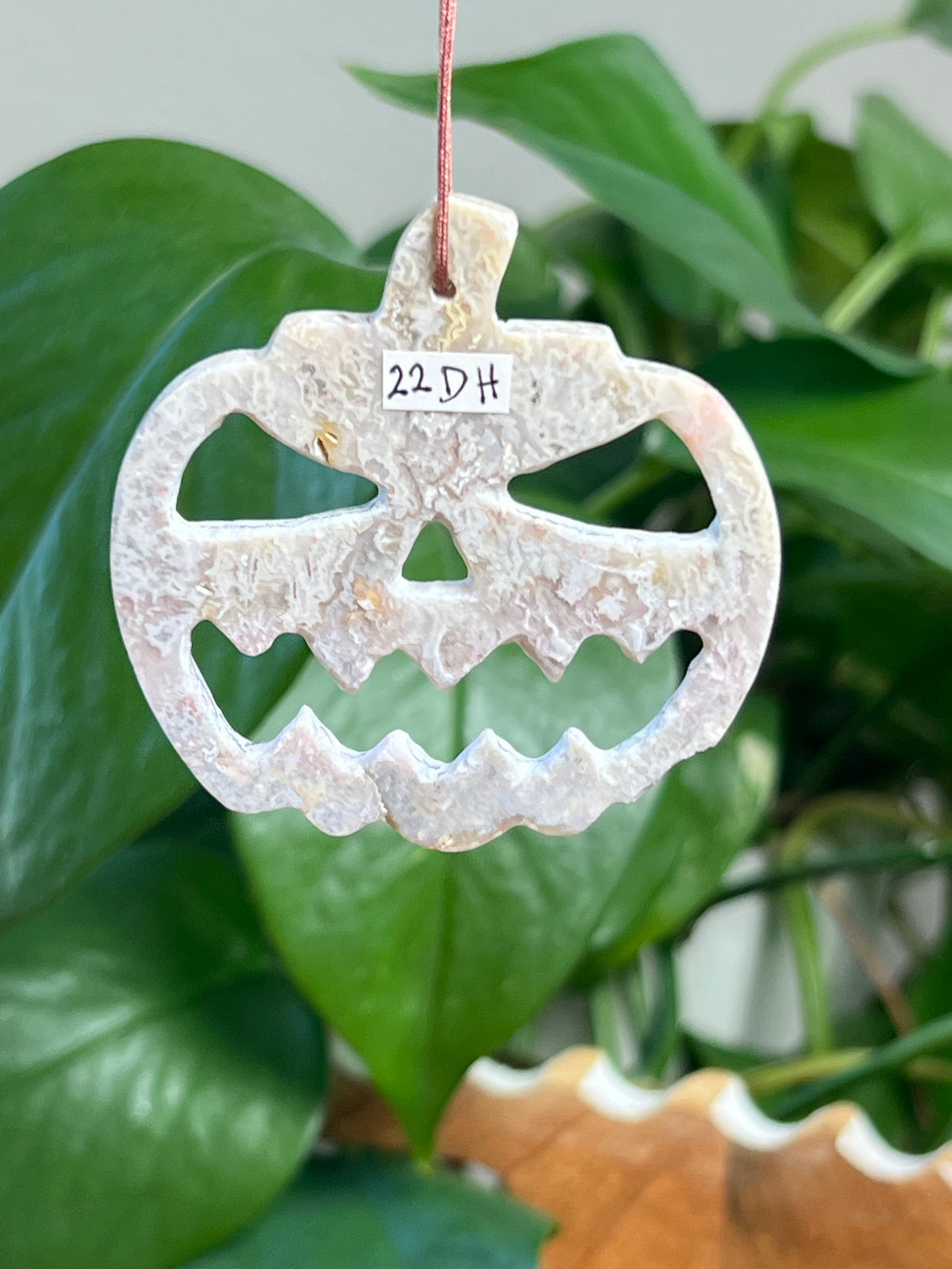 Sumatra Plume Agate Jack-O-Lantern Ornaments