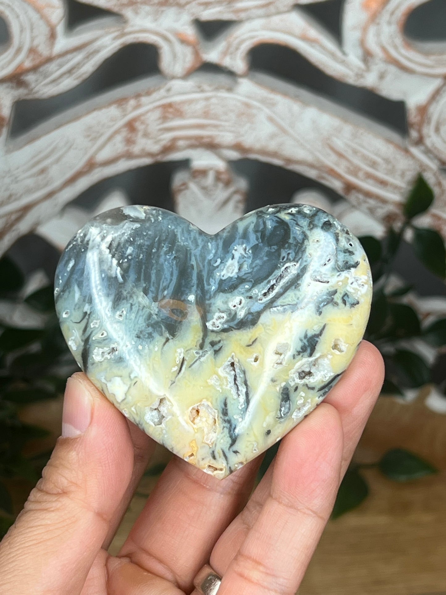 Rainbow Plume Agate Heart