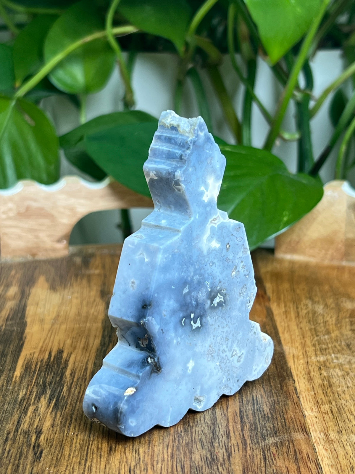 Blue Plume Agate Buddha: C