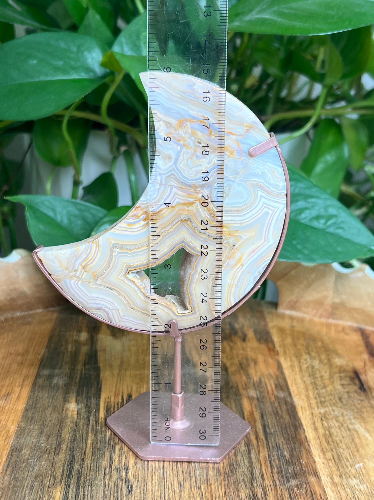 Yellow Crazy Lace Agate Moon: KB