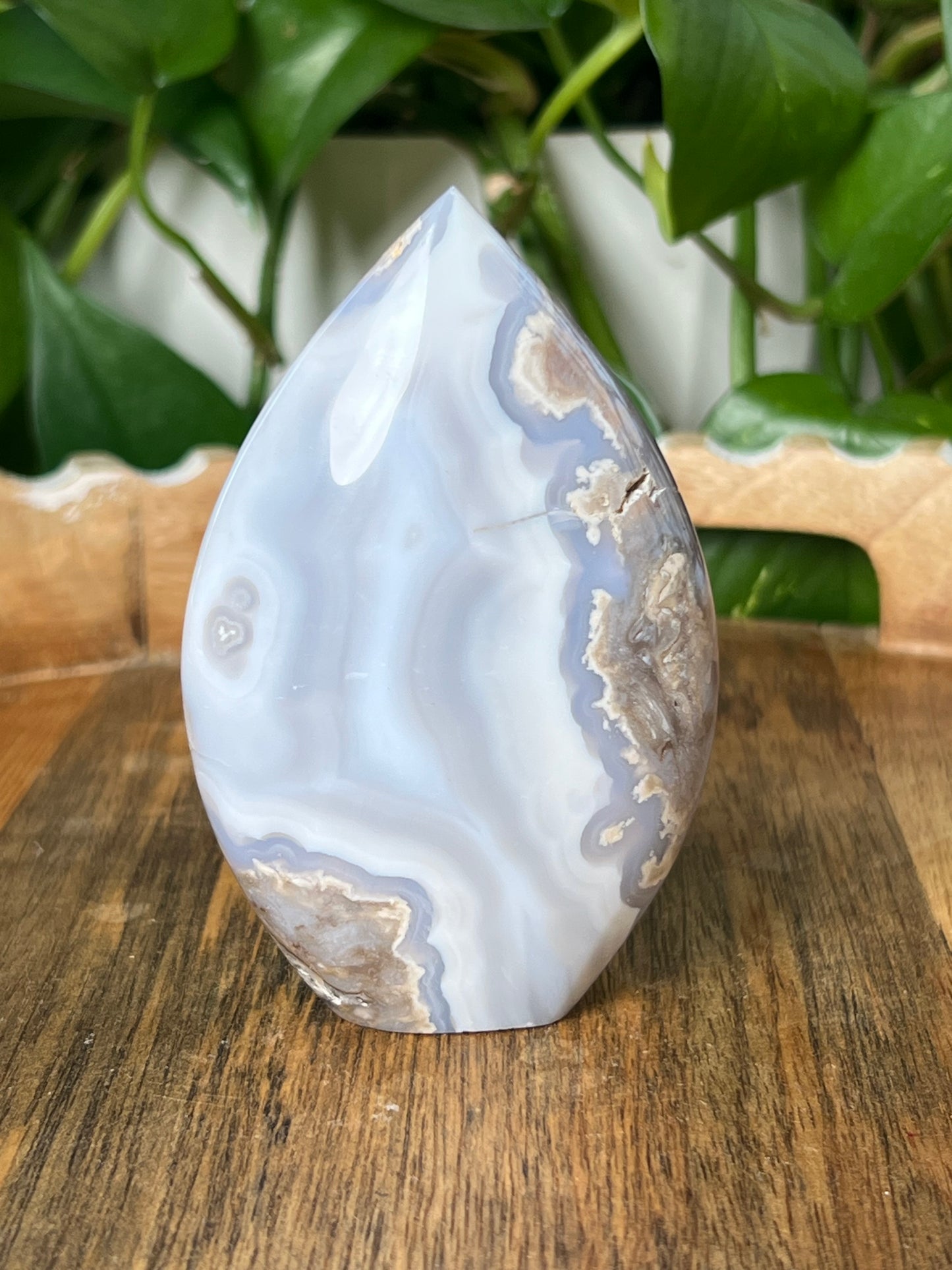 Blue Grey Lace Agate Flame