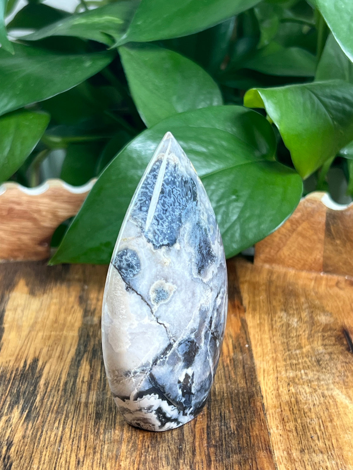 Blue Plume Agate Flame: Si