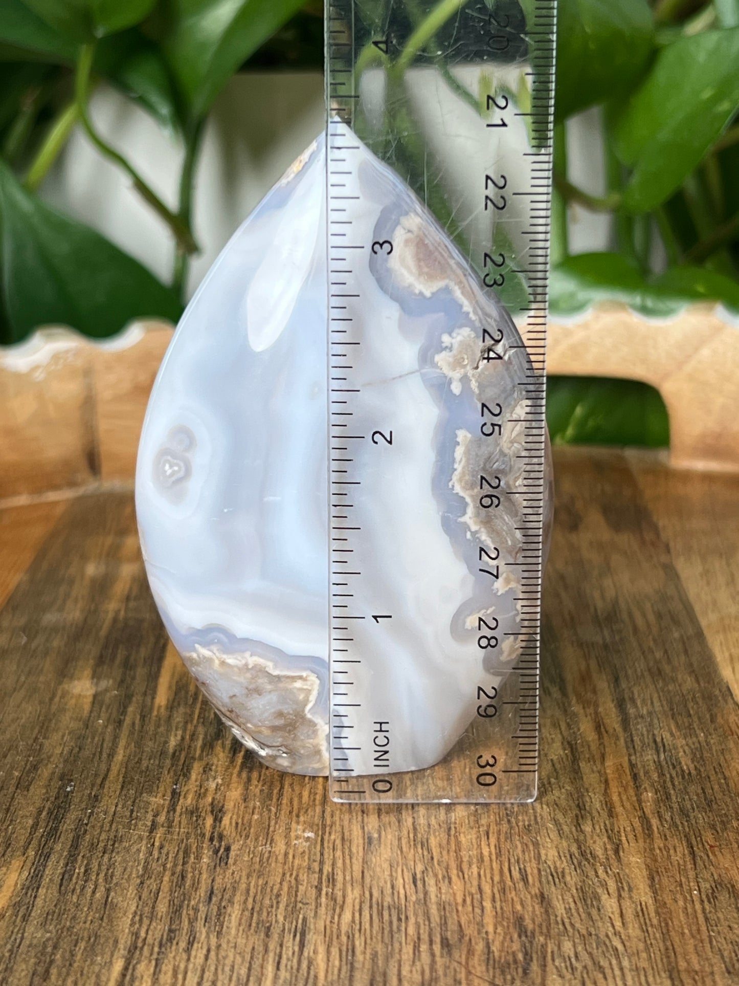 Blue Grey Lace Agate Flame