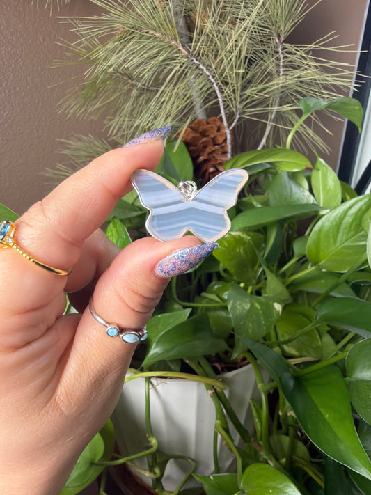 Iris Agate Butterfly Necklace