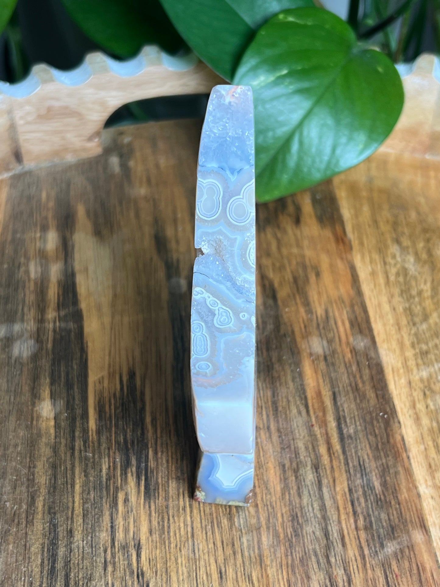 Scenic Moss Agate Self-Standing Moon: PR