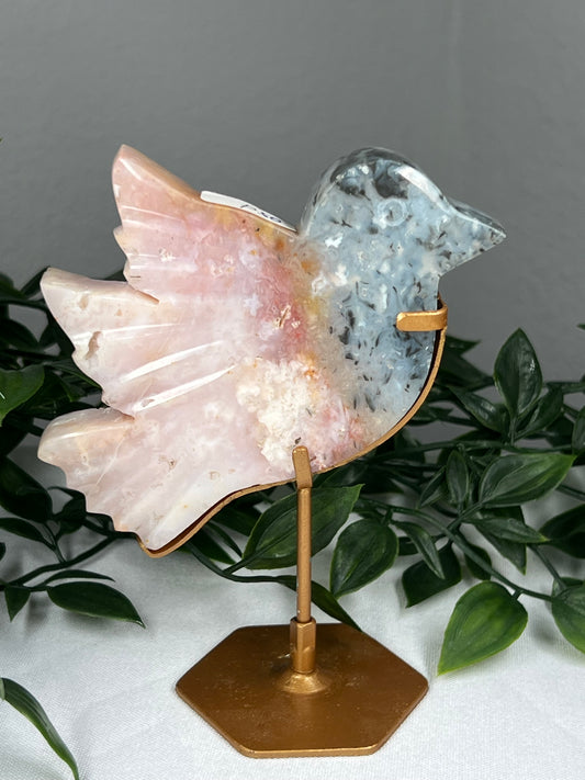 Rainbow Plume Agate Bird