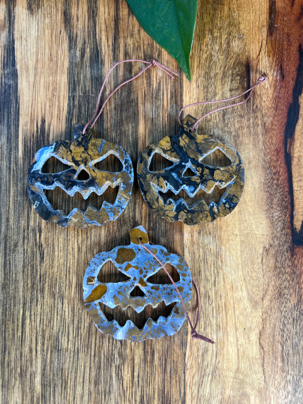 Brecciated Jasper Jack-O-Lantern Ornaments