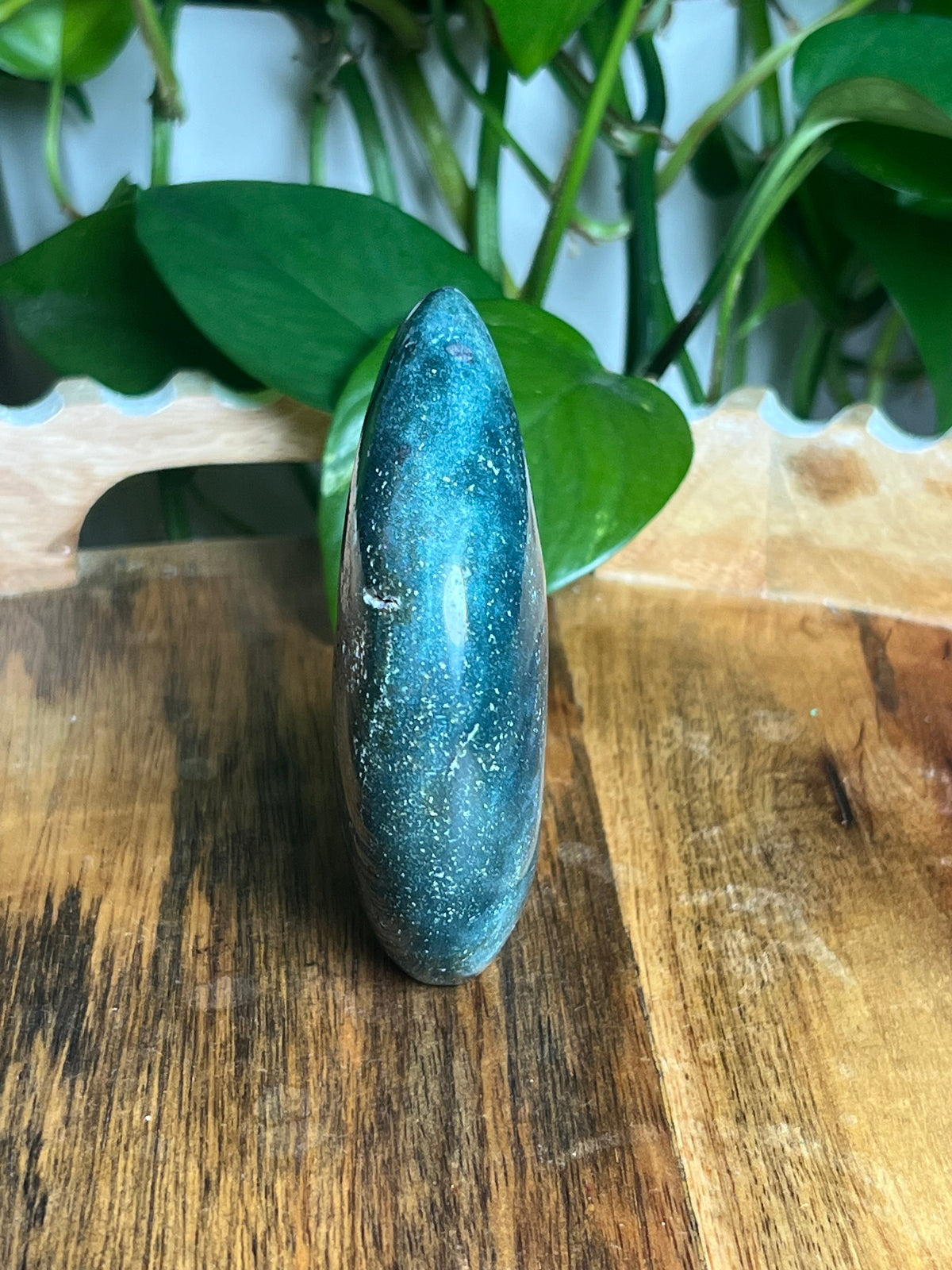 Blue Green Jasper Self-Standing Moon: BE