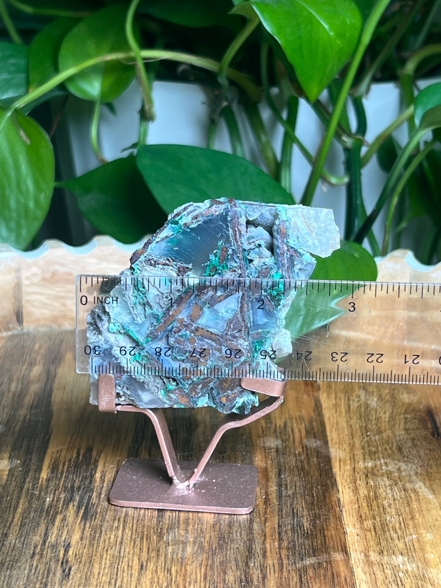 Copper In Malachite Chrysocolla and Chalcedony Slab: Ni